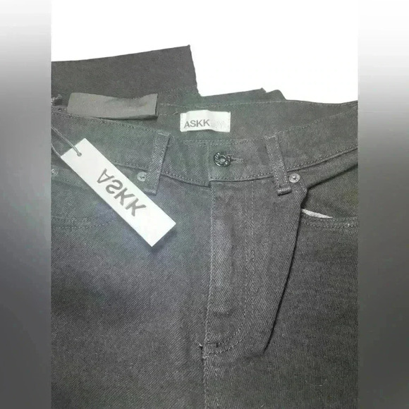 ASKK NY New NWT Slim Crop Wide Leg Black Resin Size 25 - Picture 7 of 8